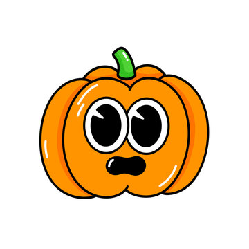 Halloween pumpkin cartoon character icon.