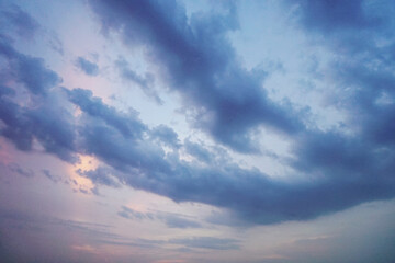 Cloudy sky - blue, rose Sunset in the Thaar desert, India