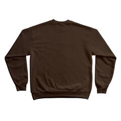 Blank Long Sleeve Sweatshirt Color Brown Back  View Template Mockup on Transparent Background