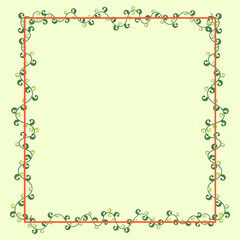 Square frame with creeper and green leaves