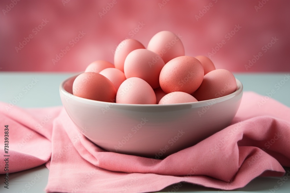 Poster eggs in trendy colors. backdrop with selective focus and copy space