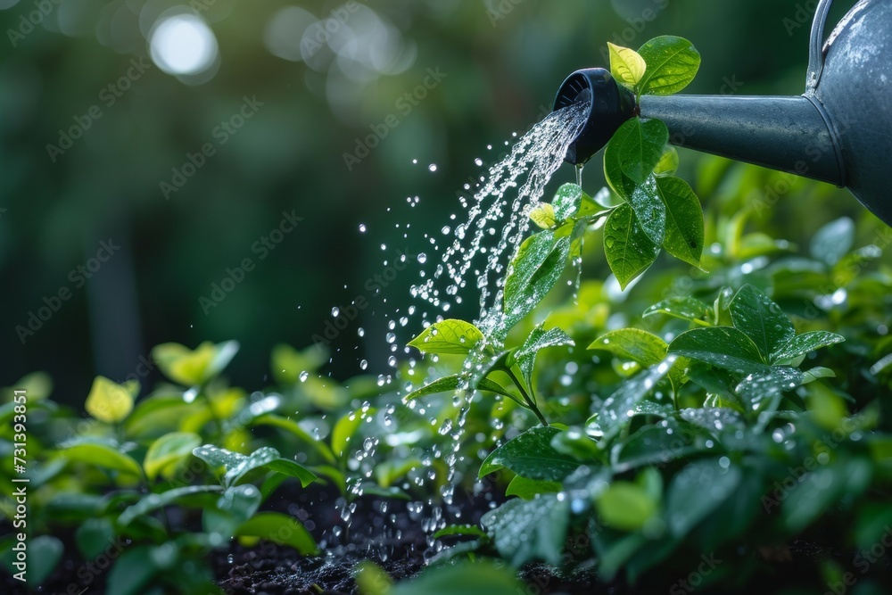 Poster watering and irrigation concept. backdrop with selective focus and copy space