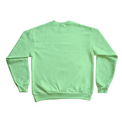 Blank Long Sleeve Sweatshirt Crewneck Color Mint Back View Template Mockup on Transparent Background
