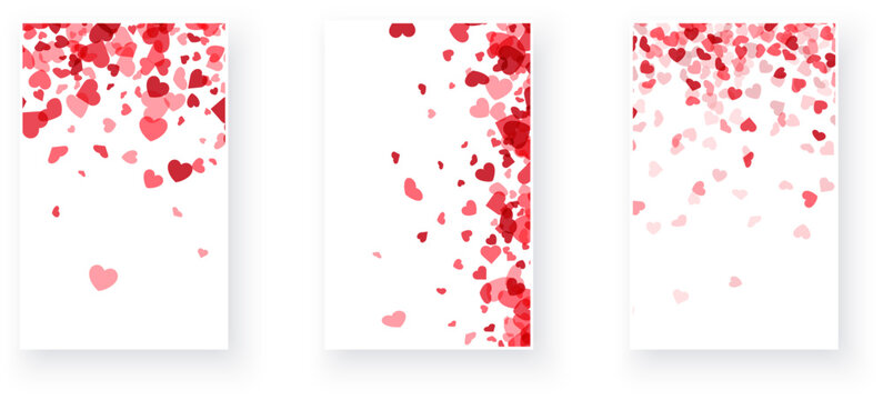 cascade of hearts in various shades of red