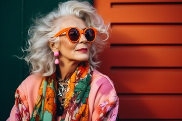 Portrait of beautiful senior woman in sunglasses. Beauty, fashion.