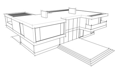 house building sketch architecture 3d illustration