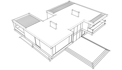 house building sketch architecture 3d illustration