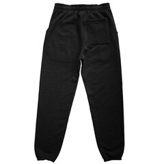 Blank Sweatpants Color Black Back View Template Mockup on Transparent Background