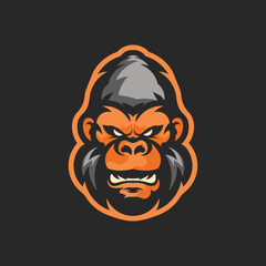 Gorilla head mascot logo character animal illustration