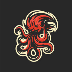 Octopus mascot logo character design illustration