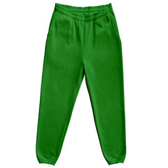 Blank Sweatpants Kelly Green Front View Template Mockup on Transparent Background