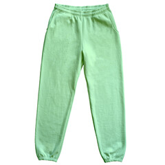 Blank Sweatpants Color Mint Front View Template Mockup on Transparent Background