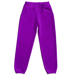 Blank Sweatpants Color Purple Front  View Template Mockup on Transparent Background