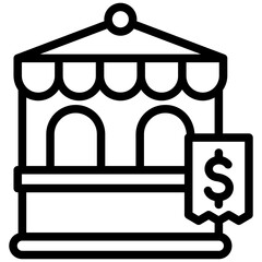 Ticket Booth black outline icon, related to carnival, festival theme, best for UI, UX kit, web and app development