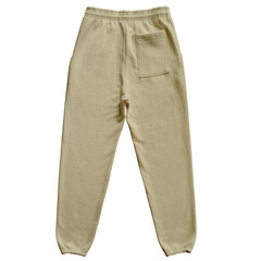 Blank Sweatpants Color Sand Back View Template Mockup on Transparent Background