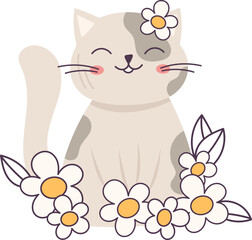Cat With Flowers