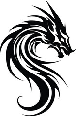 Dragon tattoo design, Dragon tribal, black and white, Dragon vector, Dragon illustration.