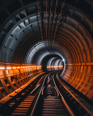 Naklejka premium Illuminated subway tunnel without train