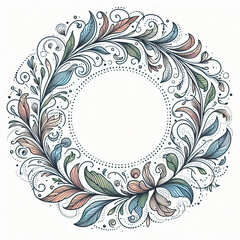 vintage floral frame design multicolor intricate leaf patterns ornate decoration nature art plant swirls beauty style drawing graphic