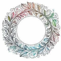 Obraz premium vintage floral frame design multicolor intricate leaf patterns ornate decoration nature art plant swirls beauty style drawing graphic