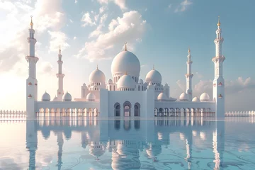 Fotobehang 3d illustration of amazing architecture design of Muslim mosque for Ramadan concept. © NE97