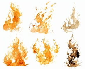 Fire flames isolated on white background