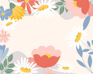 Fototapeta na wymiar Soft Pastel Hand Drawn Flower Background