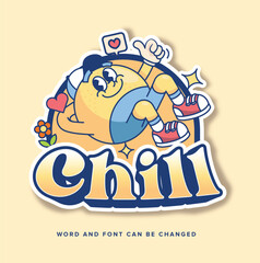 Text Chill editable with yellow cartoon