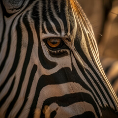 Close-Up of Zebra Eye in Golden Light