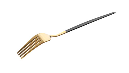 One shiny golden fork isolated on white