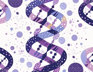 Background with human dna spiral in violet and white colors. vibrant illustration
