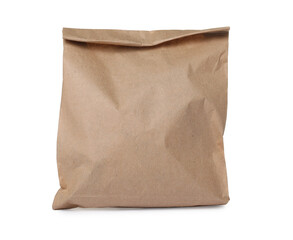 One kraft paper bag isolated on white
