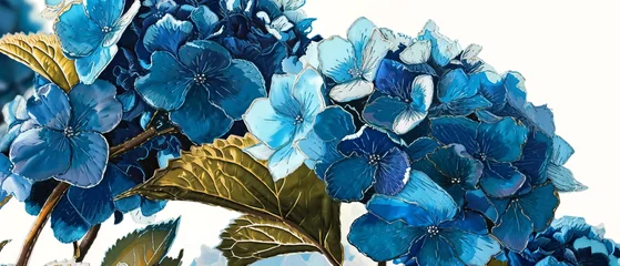 Fotobehang a vibrant and lively blue hydrangea in full bloom © Kseniya
