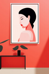 Elegant Beauty: A Young Woman with Fashionable Makeup and a Retro Hairstyle, Showcasing Natural Asian Glamour on a Vintage Background