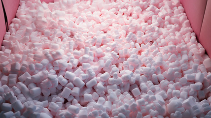 pink styrofoam packing peanuts background image