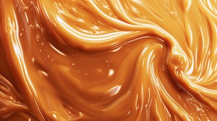 A luscious liquid toffee background with swirling melted caramel evokes indulgent sweetness. Tempting, Ai Generated. - obrazy, fototapety, plakaty