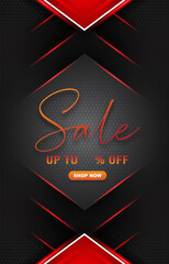 sale discount template banner with blank space for product sale with abstract gradient black and red background design