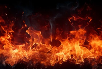 Fototapeta na wymiar burning red fire on black background