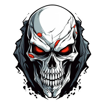 Head Skull for T-Shirt Design. Vector Illustration PNG Image
