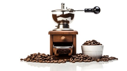 Coffee beans and grinder, a aromatic and coffee-centric display