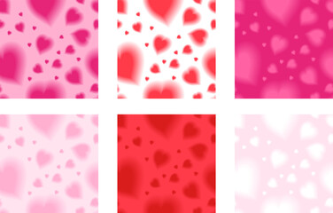 Romantic y2k pink heart seamless pattern set.