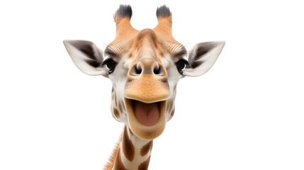 Delightful giraffe sticking out its tongue for a cute moment - obrazy, fototapety, plakaty