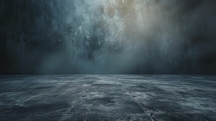Background of empty dark room street. Concrete floor 