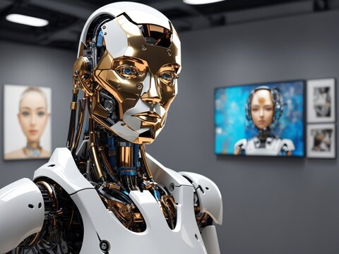 "Mechanical Self-Expression: Witness the Fascinating Moment as a Robot Seizes the Opportunity to Craft Its Own Portrait through AI-Enhanced Artistry"