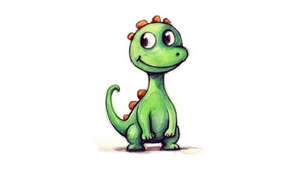Naklejka premium A delightful and colorful childrens watercolor drawing of a dinosaur