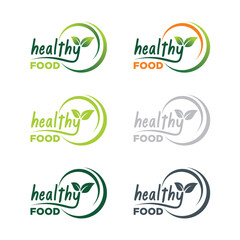 Vector healthy food sign flat green leaf icon green earth healthy food sign vector icon