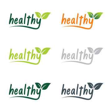 Vector healthy food sign flat green leaf icon green earth healthy food sign vector icon