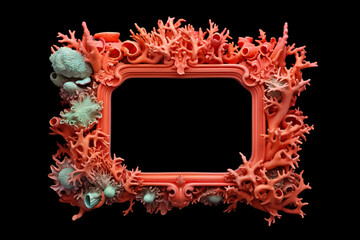 coral flowers ornament,  picture frame.
