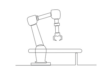 One single line drawing of Modern factory equipment, commercial vehicle, factory technology minimalist concept. Modern continuous line draw graphic design, Simple line