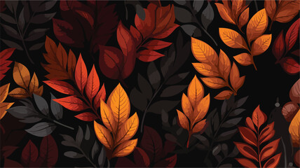Dark seamless pattern with bright autumn...